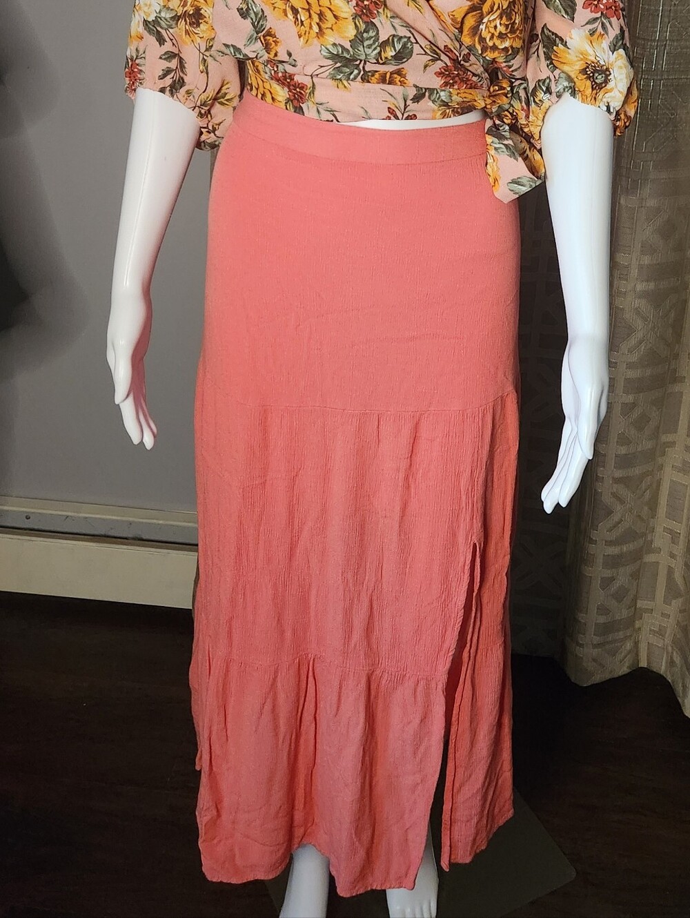 Nine West Side Slit Tiered Maxi Skirt